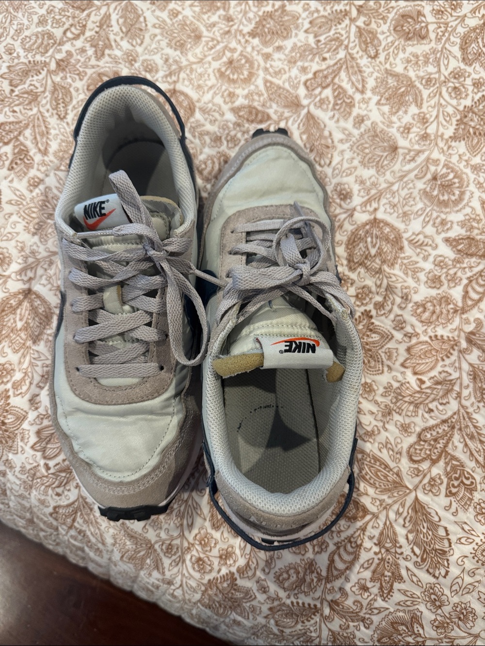 NikeLight Gray and White Retro Sneakers